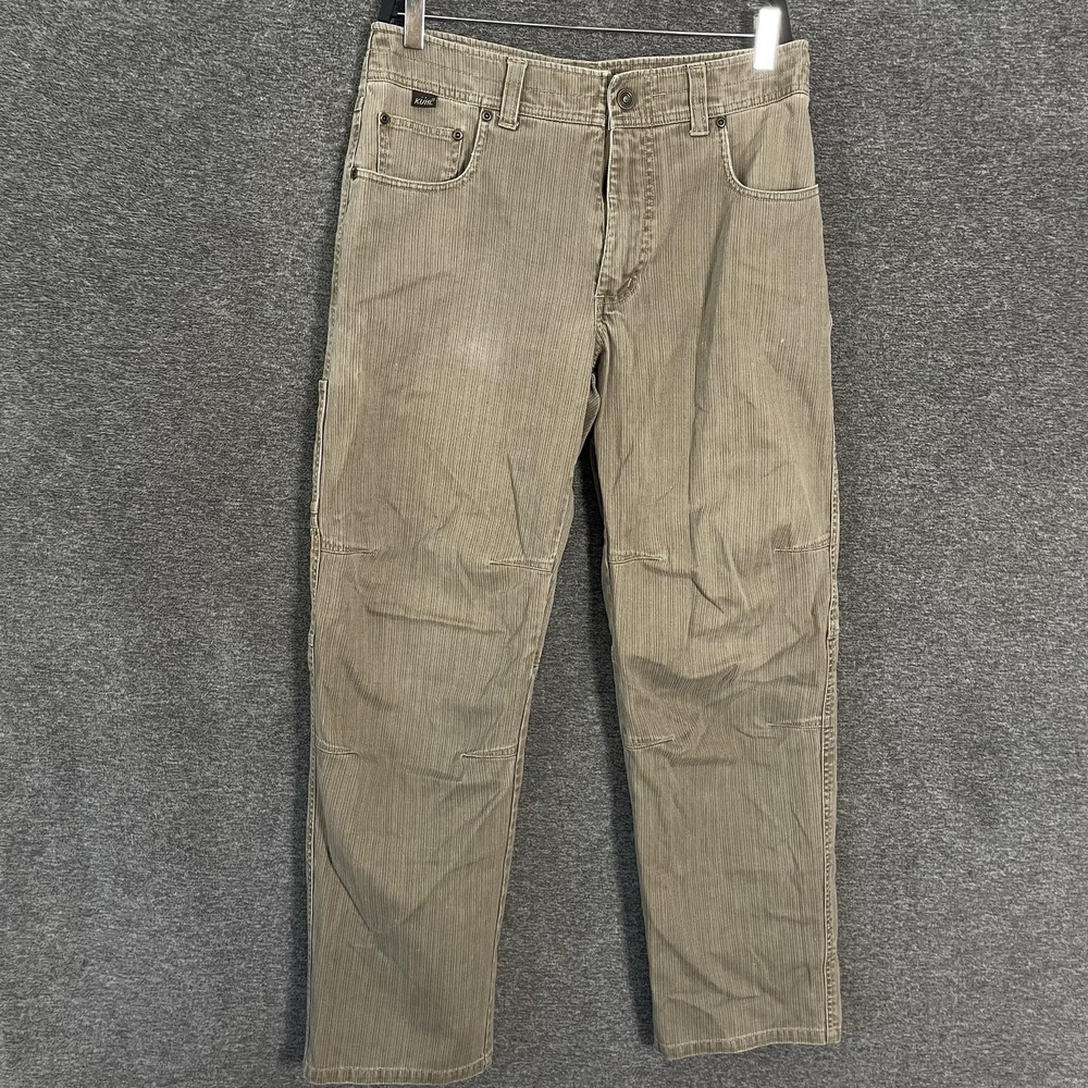 Kuhl Pants Mens 32x30 Beige Cargo Hiking Outdoor Canvas Workwear Tear Damage